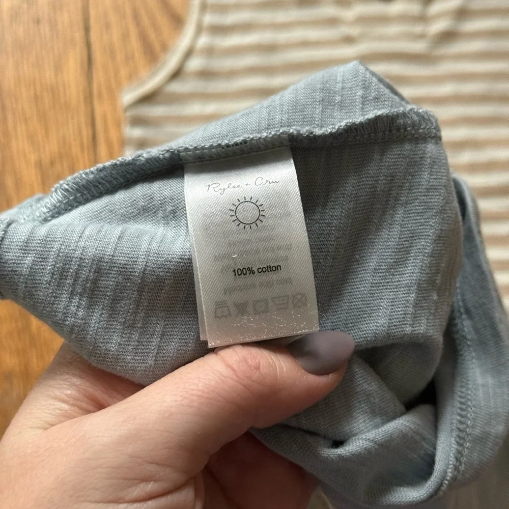 Rylee + Cru Tan Striped and Blue Tank Tops - Size 0-3 Months